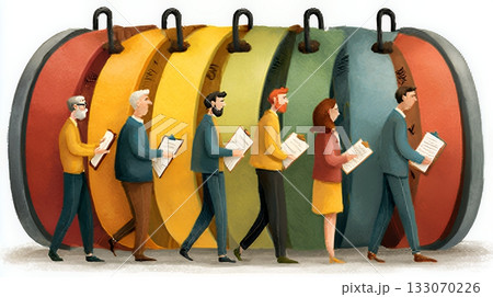 PDCA：「Plan（計画）」「Do（実行）」「Check（評価）」「Action（改善）」のイメー