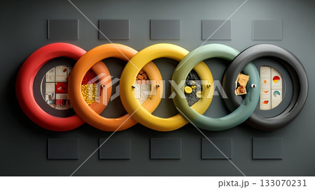 PDCA：「Plan（計画）」「Do（実行）」「Check（評価）」「Action（改善）」のイメー 133070231