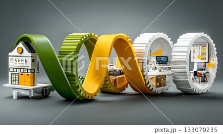 PDCA：「Plan（計画）」「Do（実行）」「Check（評価）」「Action（改善）」のイメー