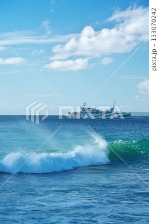 伊良子水道の荒波を進む伊勢湾フェリー 133070242
