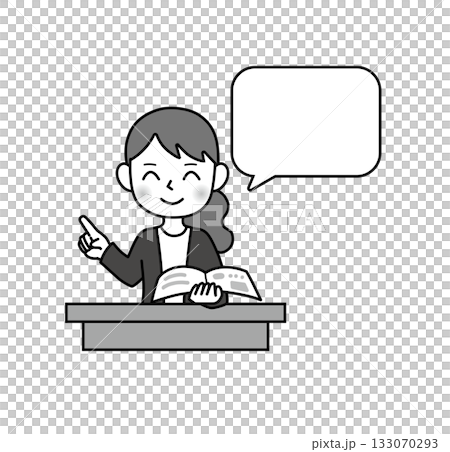 Female teacher explaining speech bubble Female teacher explaining speech bubble 133070293