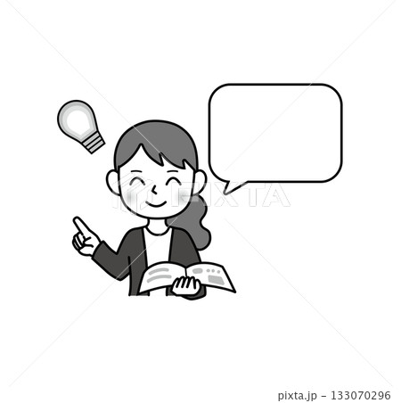 説明をする女性 教師 ふき出し 吹出し 説明をする女性 教師 ふき出し 吹出し 133070296