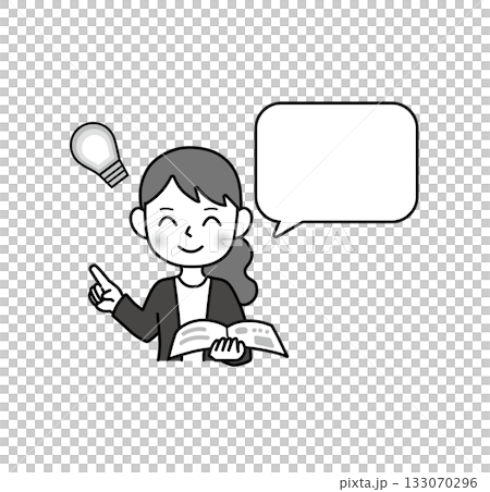 説明をする女性 教師 ふき出し 吹出し 説明をする女性 教師 ふき出し 吹出し 133070296