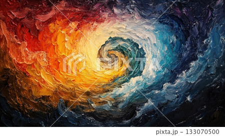 Beautiful swirling abstract painting depicting a vibrant whirlpool of colors in a dynamic swirl pattern capturing the essence of motion and energy Beautiful swirling abstract painting depicting a vibrant whirlpool of colors in a dynamic swirl pattern capturing the essence of motion and energy 133070500