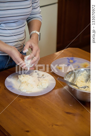 Baking: Cheesecakes in Rustic Kitchen Scene 133070972