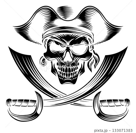 Skull Pirate Crossbones Cross Cutlass Swords 133071383