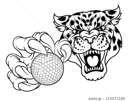 Jaguar Leopard Cheetah Panther Golf Ball Mascot Jaguar Leopard Cheetah Panther Golf Ball Mascot 133071389