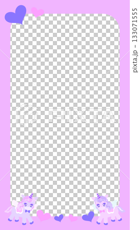 かわいいユニコーンのYouTube配信 16:9サイズフレーム ピンク 透過 かわいいユニコーンのYouTube配信 16:9サイズフレーム ピンク 透過 133071555