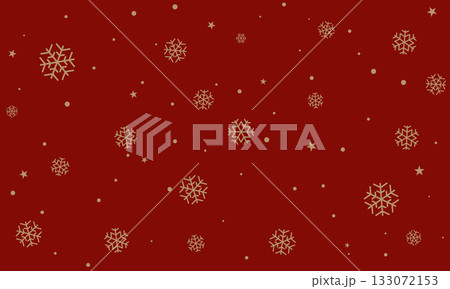 Seamless vector golden snowfall pattern on Christmas red background flat style. Winter falling snow texture. Cartoon snowflake Christmas or New Year backdrop. Wrapping paper or endless web page fill Seamless vector golden snowfall pattern on Christmas red background flat style. Winter falling snow texture. Cartoon snowflake Christmas or New Year backdrop. Wrapping paper or endless web page fill 133072153