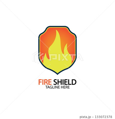 Fire shield logo design element. Fire warning sign shield. Fire flame vector illustration 133072378