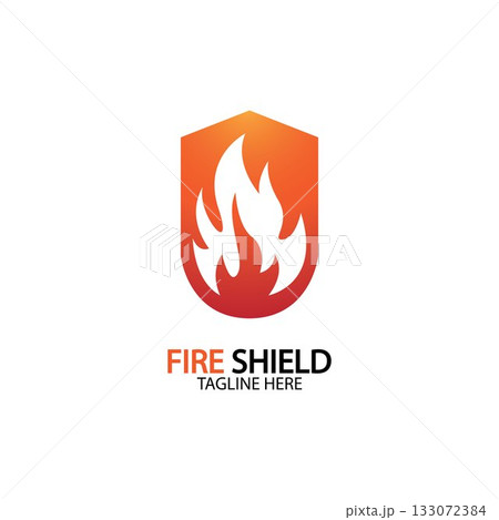 Fire shield logo design element. Fire warning sign shield. Fire flame vector illustration Fire shield logo design element. Fire warning sign shield. Fire flame vector illustration 133072384