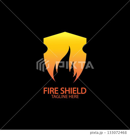 Fire shield logo design element. Fire warning sign shield. Fire flame vector illustration 133072468