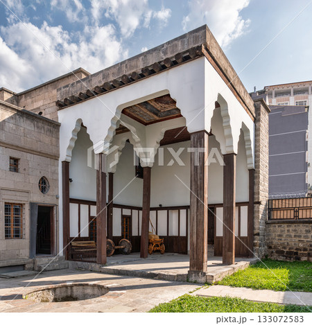 Gevher Nesibe Madrasa courtyard, a historic Seljuk building in Kayseri, Turkey. 133072583