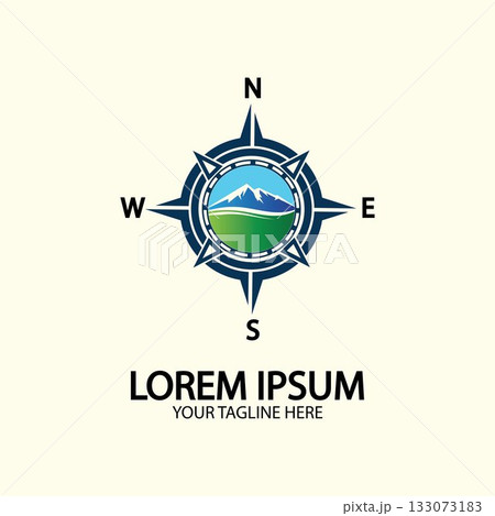 Compass with mountain for logo design illustrator exploration icon hiking tool. Compass with mountain for logo design illustrator exploration icon hiking tool. 133073183