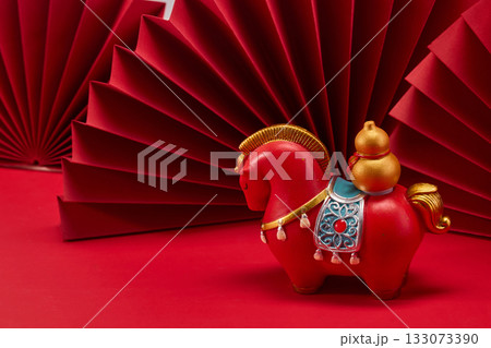 Lunar New Year 2026. New Year background. Red Origami Display Lunar New Year 2026. New Year background. Red Origami Display 133073390