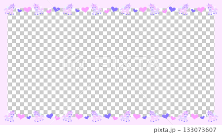 可愛獨角獸 YouTube 直播 16:9 橫屏邊框 粉紅色透明 133073607