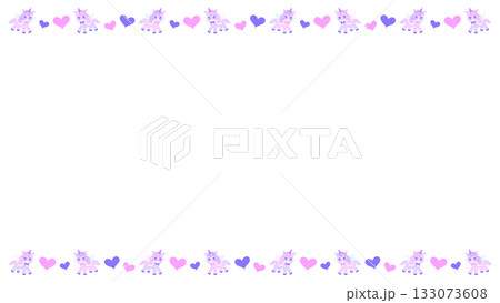 かわいいユニコーンのYouTube配信 16:9サイズ横型フレーム　透過 133073608