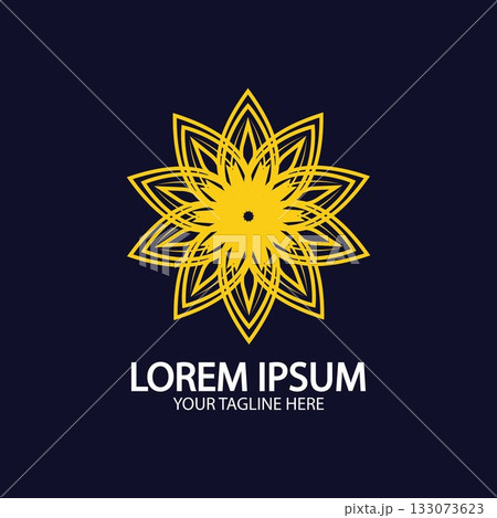 Flower logo. The circular logo. Logo of the flower. Stylized flower. Petals. Simple logo. The brand name  emblem  logo. Mandala. Logo boutique. Logotype for beauty. Logo for flower shop. 133073623