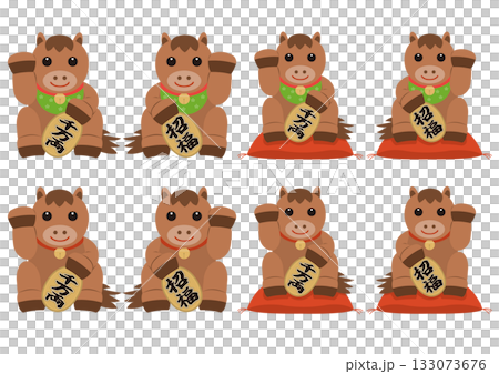 Set of brown Maneki-go illustrations Set of brown Maneki-go illustrations 133073676