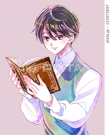 読書をする少年　笑顔　黒髪 133073697