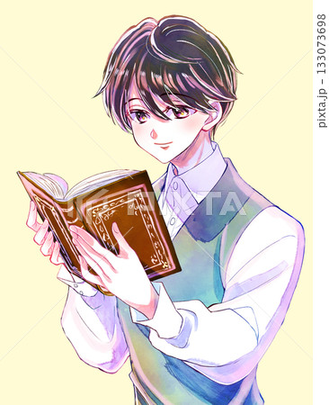 読書をする少年　笑顔　黒髪 133073698