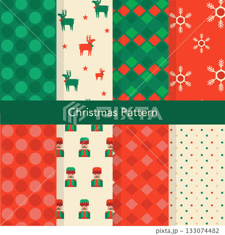 Set of Christmas vector seamless, snowflakes, stars. Loopable design for wrapping paper, textile, background, banner,Vector illustrations. 133074482