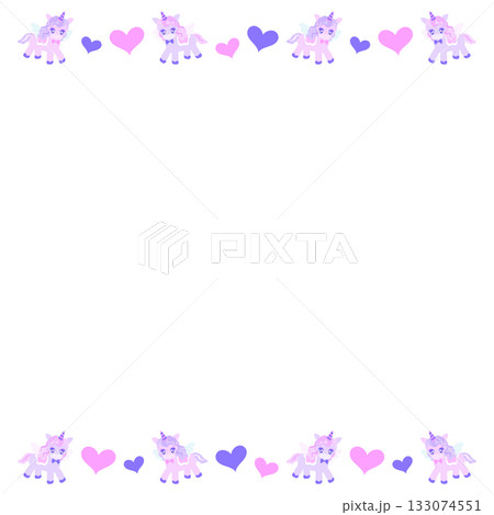 かわいいユニコーンの正方形フレーム　透過 133074551