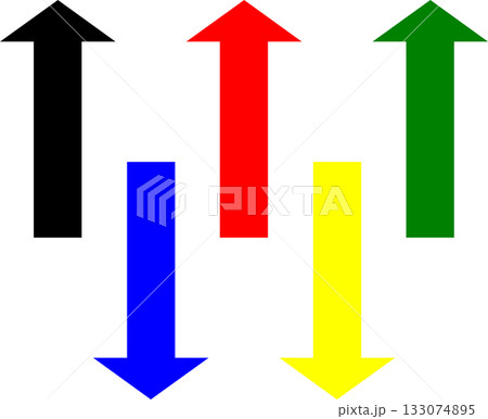 矢先短めのシンプルで使いやすい矢印セット(赤、黒、青、緑、黄) 133074895
