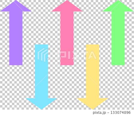 簡單易用的短箭頭套組_柔和的粉彩色系（粉紅色、黃色、綠色、淺藍色、紫色） 133074896