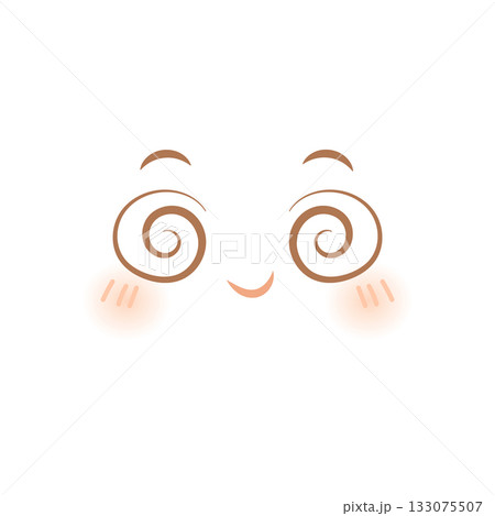 Cute dizzy anime face with swirl eyes and blushing cheeks Cute dizzy anime face with swirl eyes and blushing cheeks 133075507