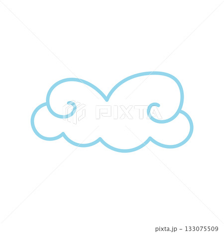 Kawaii cartoon cloud outline in pastel blue for sky or angel themes 133075509
