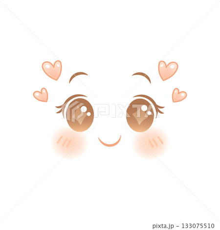 Happy anime face in love with sparkling eyes and hearts Happy anime face in love with sparkling eyes and hearts 133075510
