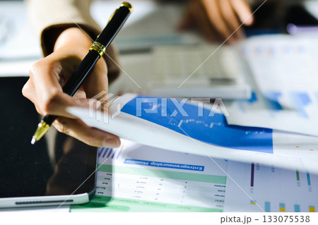 business people in meeting discussing plans together 133075538