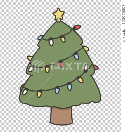 Illustration of a Christmas tree with lights on 133076007