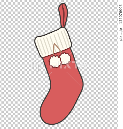 ふわふわのクリスマス靴下 冬の飾り 赤い靴下のイラスト ふわふわのクリスマス靴下 冬の飾り 赤い靴下のイラスト 133076008