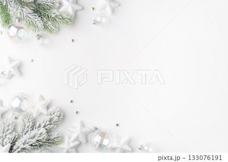 Christmas ornaments on a white background. 133076191