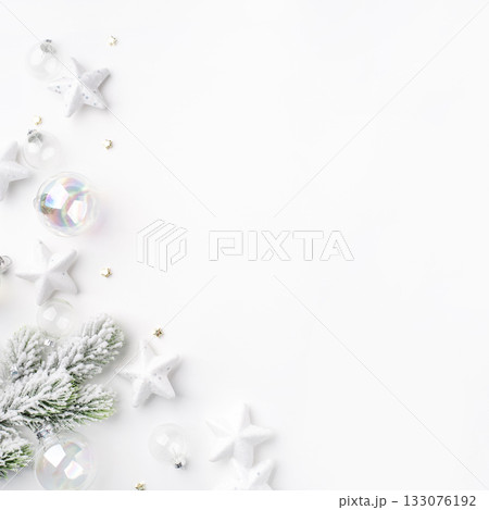 Christmas ornaments on a white background. 133076192
