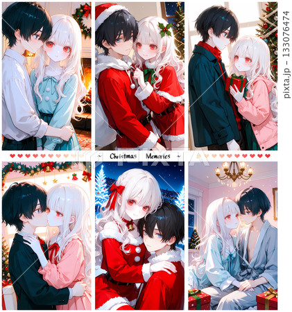 クリスマスの思い出。聖夜を祝うカップル。縦長動画のサムネイルにも使える漫画風のAIイラスト6枚セット クリスマスの思い出。聖夜を祝うカップル。縦長動画のサムネイルにも使える漫画風のAIイラスト6枚セット 133076474