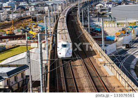 博多駅行き新幹線のぞみ　初冬の宍甘遊園地から見た風景2　岡山県岡山市東区 133076561