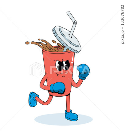 soft drink boxer character groovy cartoon illustration 133076782