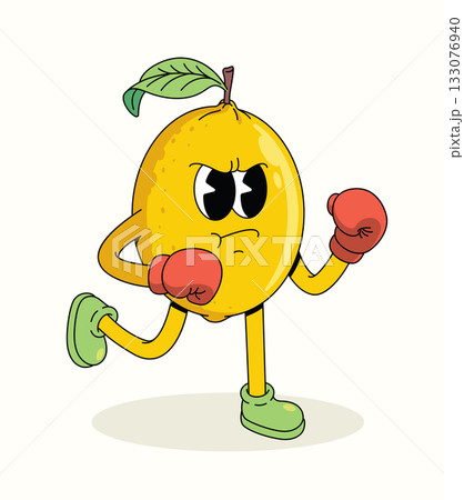 lemon boxer thumbs up groovy cartoon illustration lemon boxer thumbs up groovy cartoon illustration 133076940
