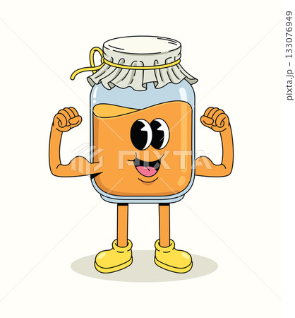 honey strong character groovy cartoon illustration 133076949