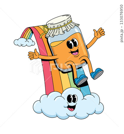 honey slide rainbow character groovy cartoon illustration honey slide rainbow character groovy cartoon illustration 133076950