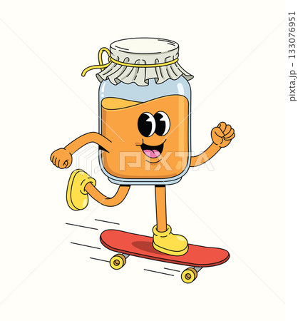 honey skateboard walk character groovy cartoon illustration 133076951