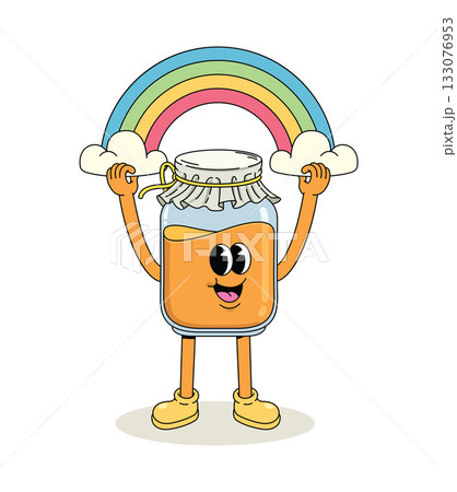 honey rainbow character groovy cartoon illustration honey rainbow character groovy cartoon illustration 133076953