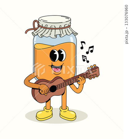 honey in a guitar character groovy cartoon illustration 133076960