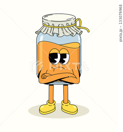 honey crossed arms character groovy cartoon illustration honey crossed arms character groovy cartoon illustration 133076968
