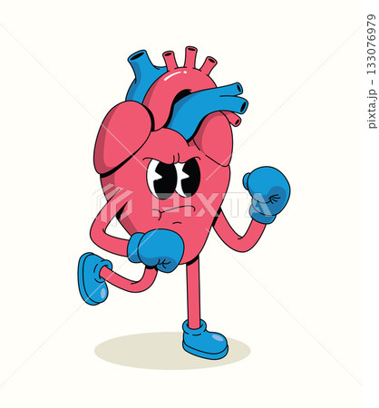 heart boxer character groovy cartoon illustration heart boxer character groovy cartoon illustration 133076979