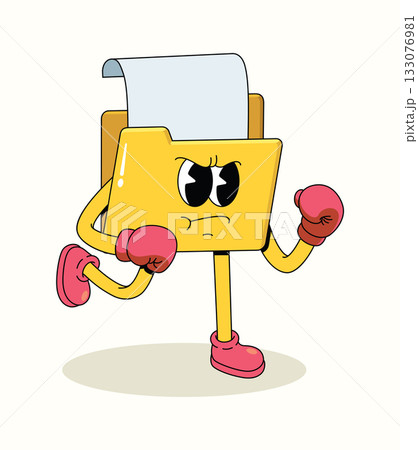 folder doc boxer character groovy cartoon illustration folder doc boxer character groovy cartoon illustration 133076981