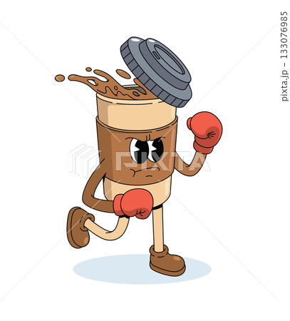 coffee boxer character groovy cartoon illustration coffee boxer character groovy cartoon illustration 133076985